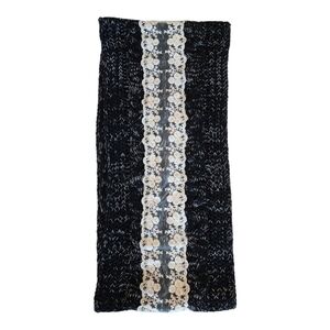 Love of Fashion Lace Accent Infinity Scarf Size OS - Black & White Knit Soft
